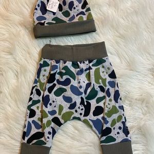 Handmade joggers and matching beanies